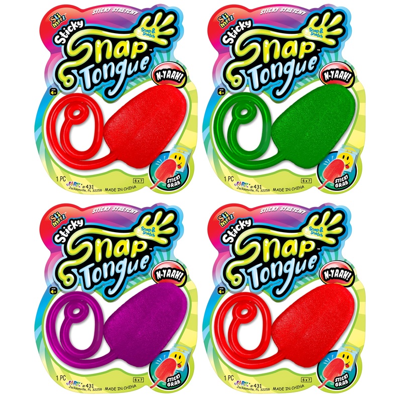 Fun A Ton Giant Snap Hand-Jumbo Sticky Tongue Toy (4 Packs Assorted Color) Large Stretchy Sticky Hands Toy For Kids. Classroom P