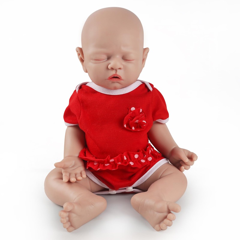 IVITA 12 inch Lifelike Sleeping Full Platinum Silicone Baby Doll Realistic Eye Closed Newborn Baby Doll Real Life Silicone Baby