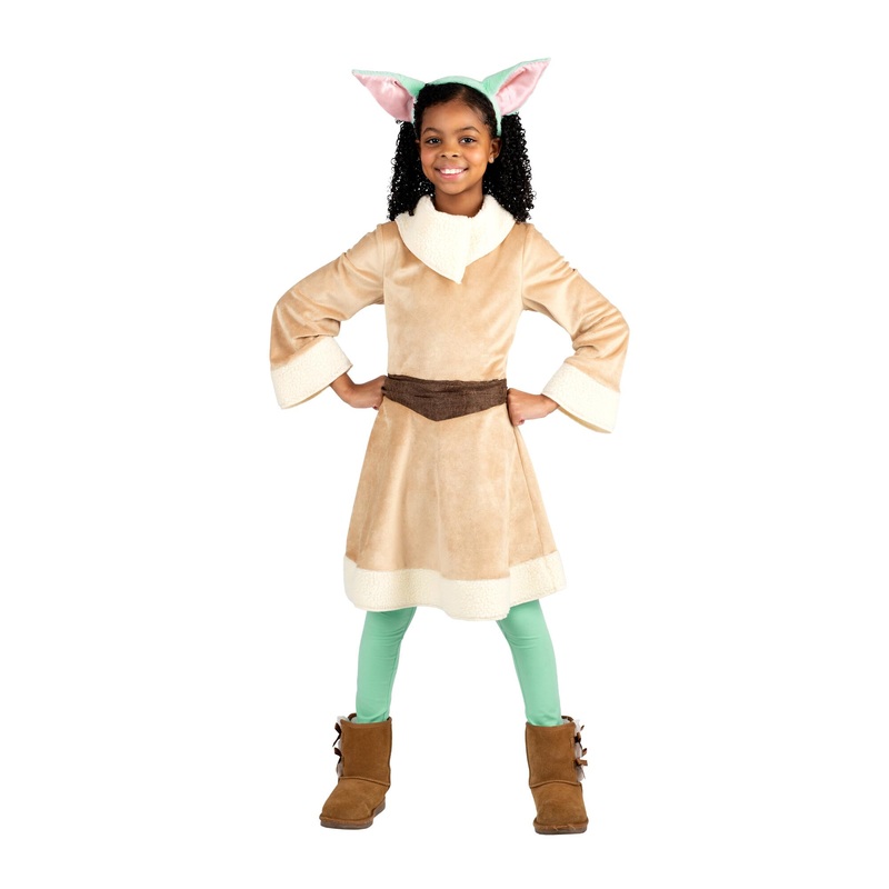 Jazwares Star Wars Girls Grogu Costume, Mandalorian Child Yoda, Kids Halloween Costume, Child – Officially Licensed Large