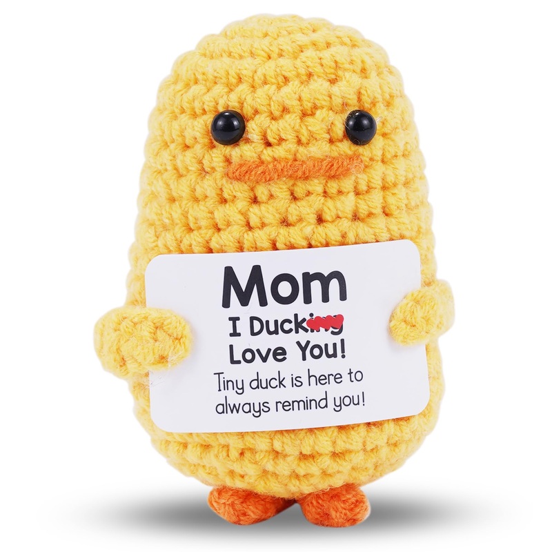 JFEND Funny Birthday Gifts for Mom -I Duck Love You Mom Funny Mom Mothers Day Birthday Gifts Handmade Crochet Cute Small Duck Un