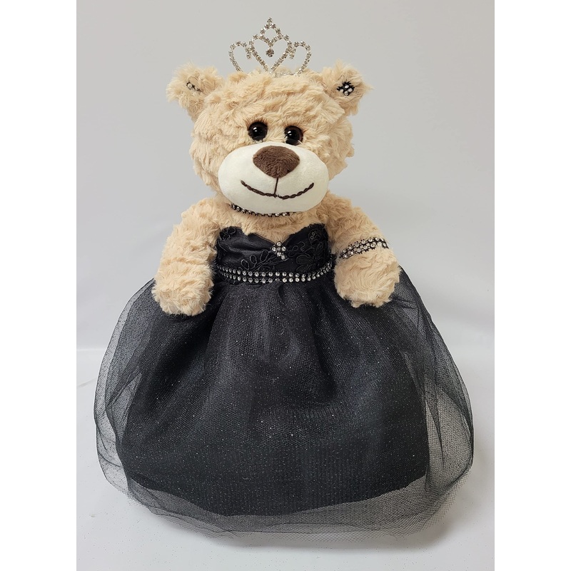 KINNEX COLLECTIONS SINCE 1997 12” Quince Anos Last Doll Teddy Bear with Dress (Centerpiece) ~ ARC09832-17 (Black)