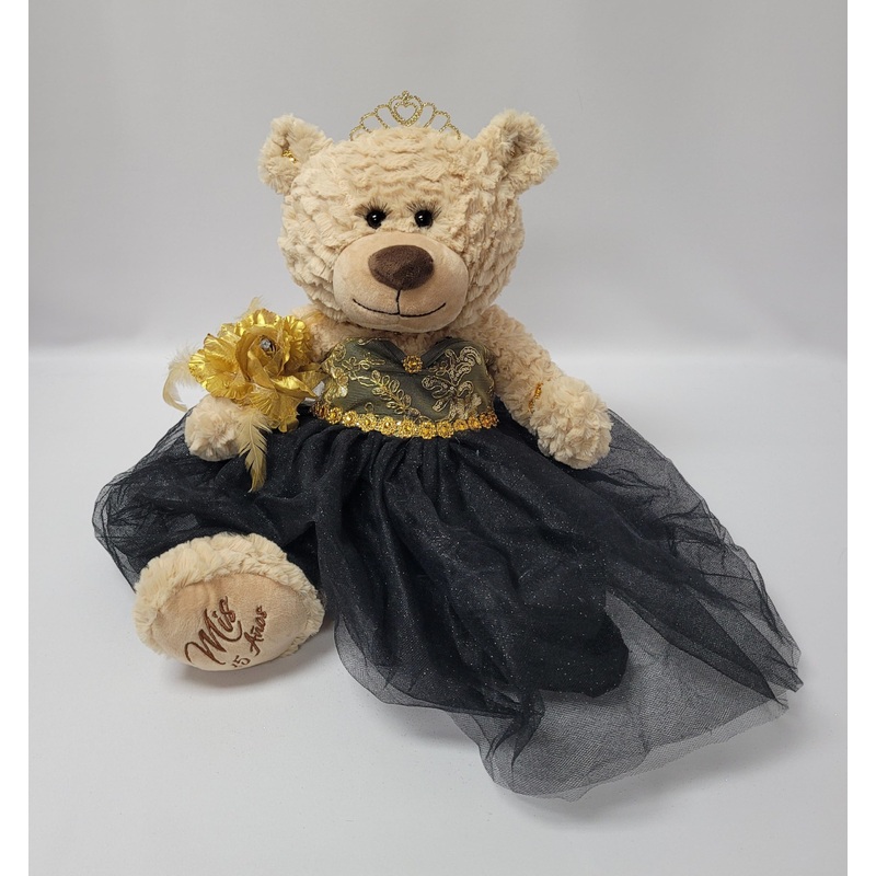 KINNEX COLLECTIONS SINCE 1997 20” Quince Anos Quinceanera Last Doll Teddy Bear with Dress (Centerpiece) ~ ARC16832-17 (Black)