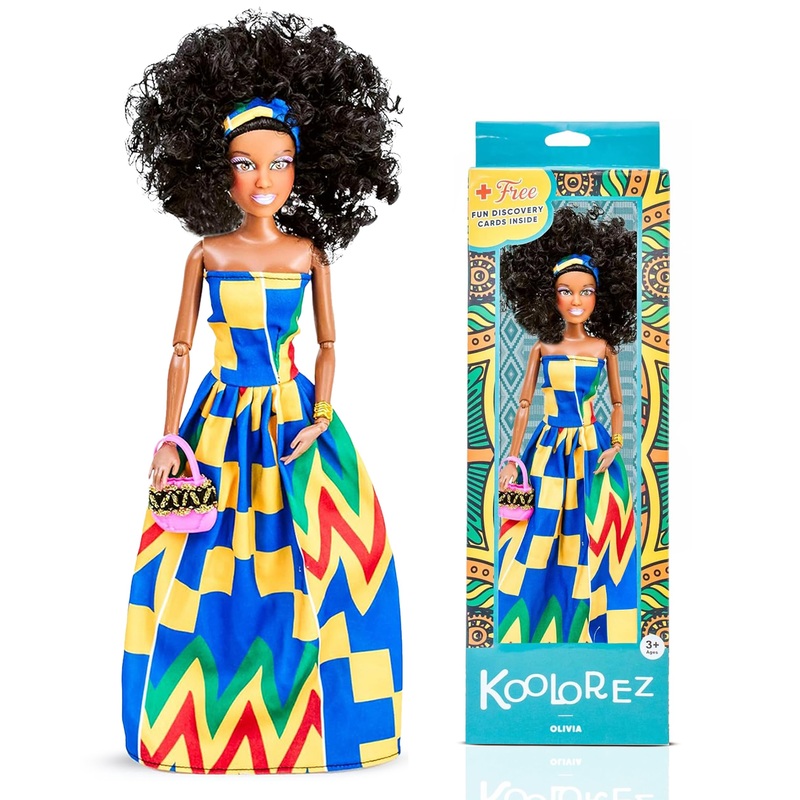 Koolorez: Olivia – Our Queens Black Doll Set – Brown/Black Afro Doll W/Movable Joints – Lovely 12.5” Dark Skin & Diversity Doll