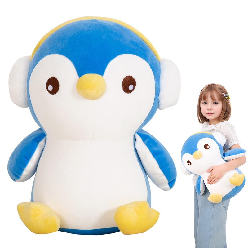 Mmguai 16” Cute Big Penguin Blue Plush Cushions, Large Blue Penguin Plushies Toys,Stuffed Animals Penguins Gift For Girls, Boy,