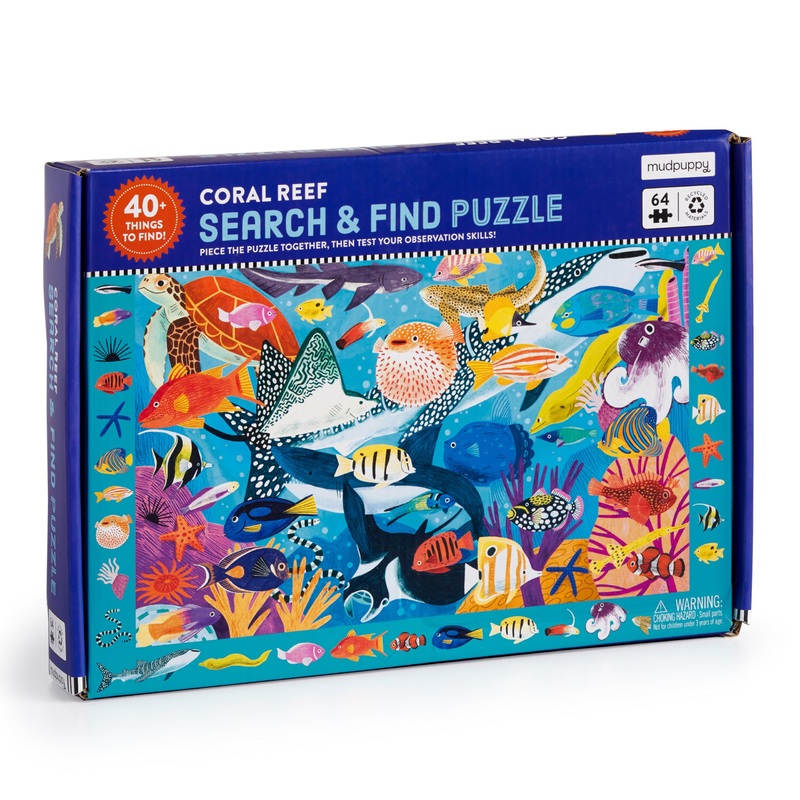 Mudpuppy Coral Reef – 64 Piece Search & Find Puzzle Featuring Diverse Marine Animals And Over 40 Hidden Images To Find For Ages