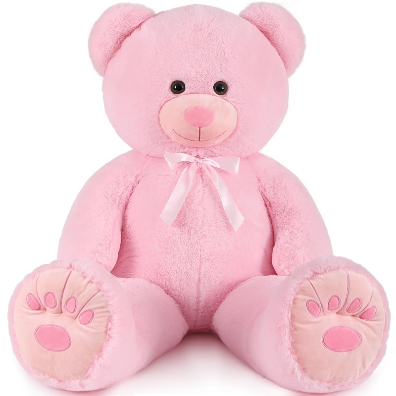 Muiteiur 49Inch Giant Teddy Bear Stuffed Animal, Big Bear Plush With Big Footprint, Great Gift For Party Decorations (Pink)