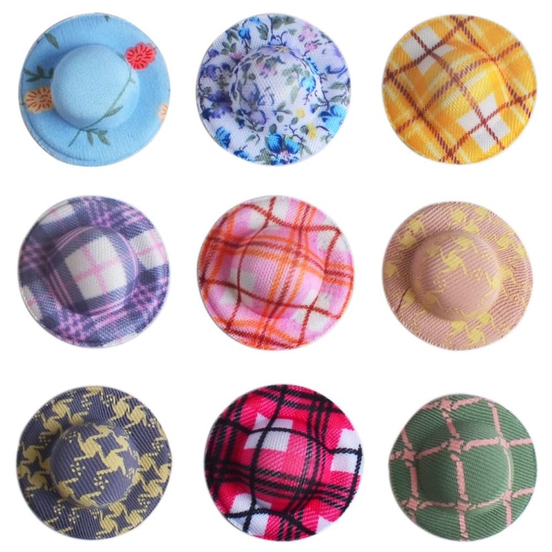 NWFashion 9PCS 1/12 Mini Dollhouse Play Sun Hats Beach Paying Accessories Random Style