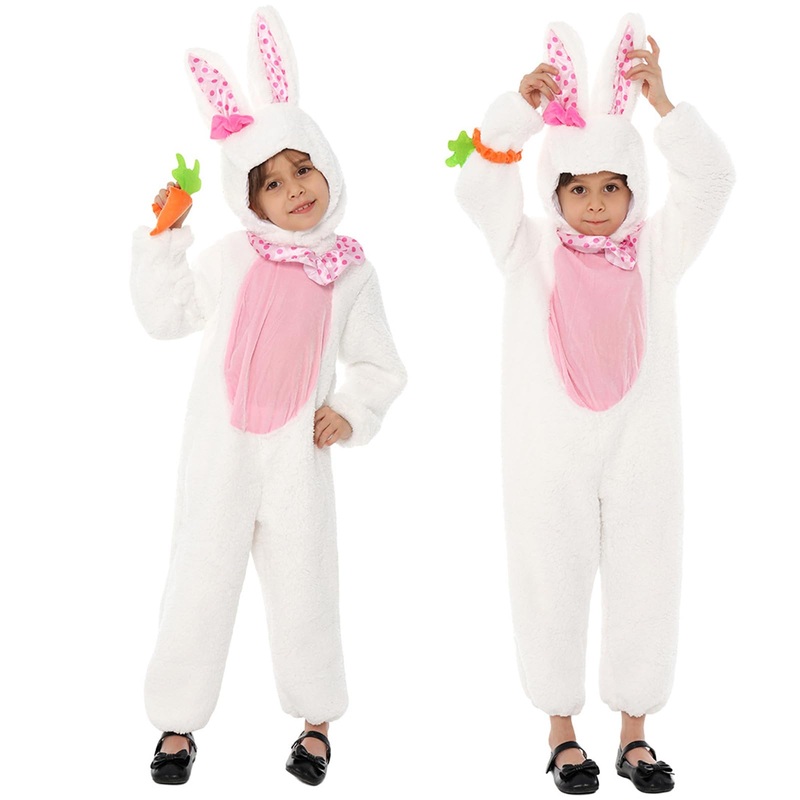PUIWNON Bunny Costume Kids Easter Rabbit Bunny 3PCS Bunny Set Onesie Headwear Animal Easter Halloween Christmas Cosplay (Bunny C