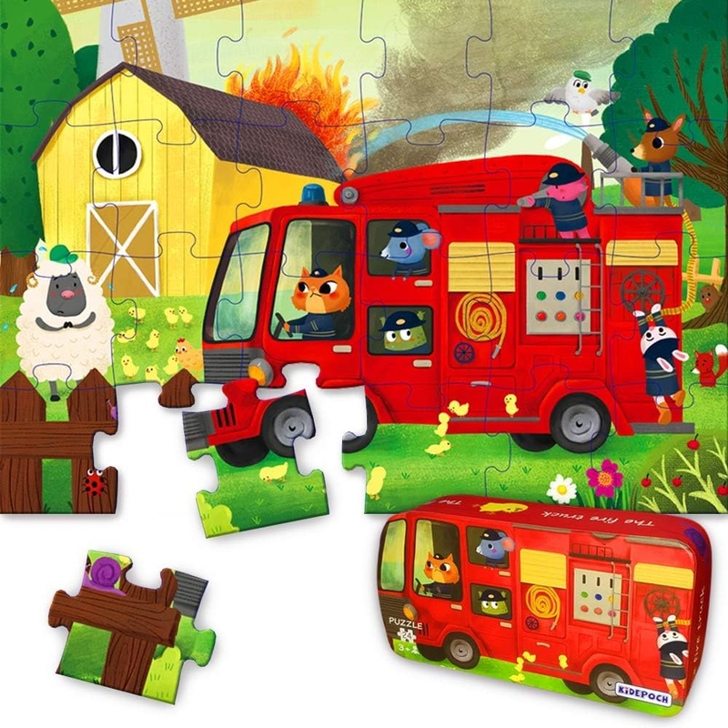 Puzzles for Kids Ages 12 Year Old 24 Pieces Large Fire Truck Kids Jigsaw Puzzles, Professional Preschool Toy Puzzles for Toddler