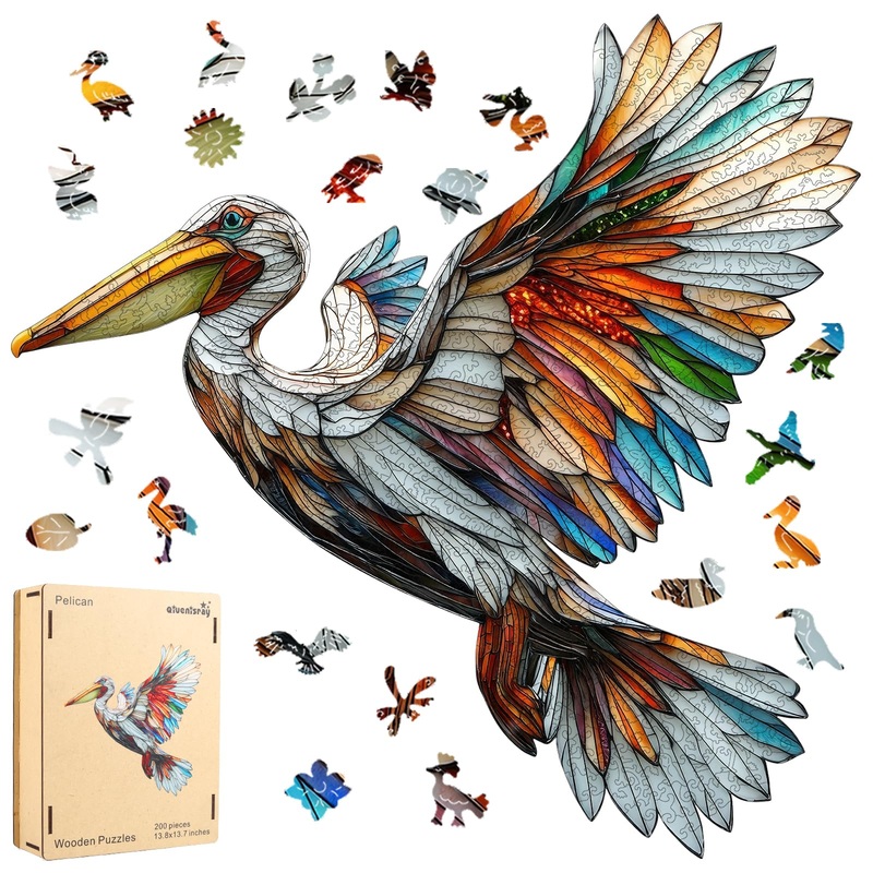 Qiuenisray Wooden Puzzles For Adults, Pelican Jigsaw Puzzles, Unique Shape Adult Puzzles, Irregular Christmas Thanksgiving Gifts