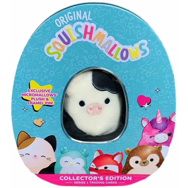 Squishmallows Official Kellytoy Collector’s Tin Set with Micromallow Exclusive Pin and Trading Cards Choose Your Favorite or Col
