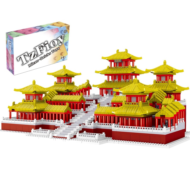 TzFioy Yueyang Tower & Dongting Lake China Building Blocks Set (4154Pcs) Oriental Architecture Educational Toys Micro Bricks for