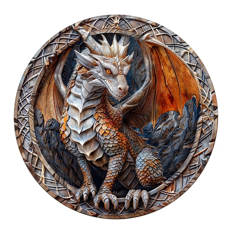 WOODBESTS Wooden Puzzles for Adults (200 Piece, M, 11.4”x11.4”) Guardian Dragon Puzzle Beautiful Wooden Box, Wooden Jigsaw Puz