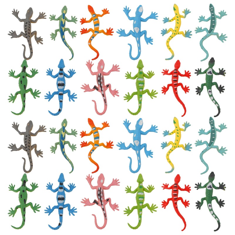 XIHIRCD 24pcs Mini Lizard Toys, Plastic Lizard Figurine Reptile Multicolored Realistic Lizard Figure Toys Animal Decoration for