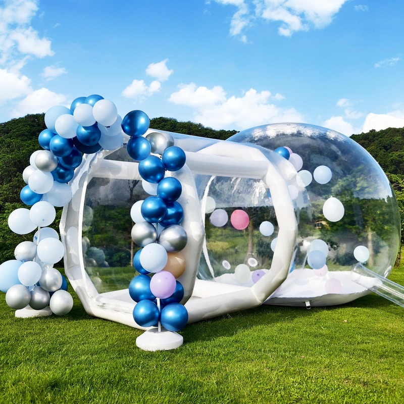 13Ft Inflatable Bubble House For Kids, Clear Pvc Bubble Balloon House With Tunnel, Air Blower, 600W Air Pump Transparent Bubble