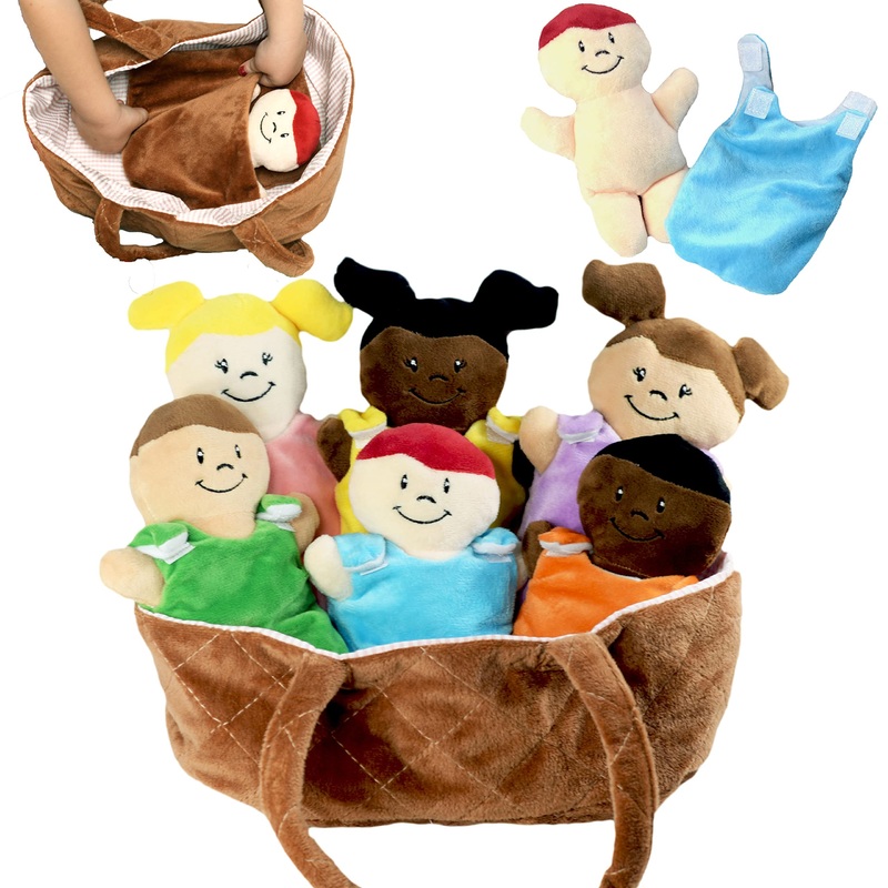 Basket Of Babies Plush Baby Doll Set With Removable Clothing – Multicultural Diversity Baby Doll Toys For Boys And Girls With 6