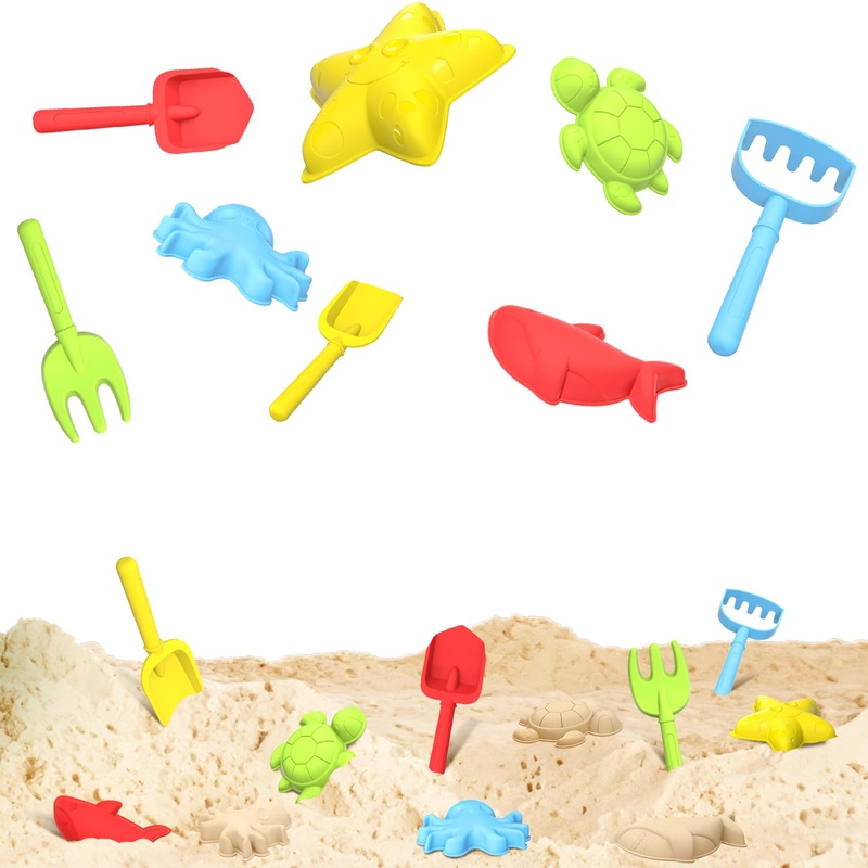 Beach Toys Set For Kids Toddlers Girls 8 Pcs Ocean Sand Mold And Shovels Set Travel Sand Toys For Toddlers Kids Age 3-10