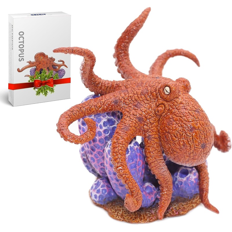 Gemini&Genius Octopus Toys for Kids, Realistic Octopus Action Figure, Marine Animal Figurine Toy, Under The Sea Life Figure Educ