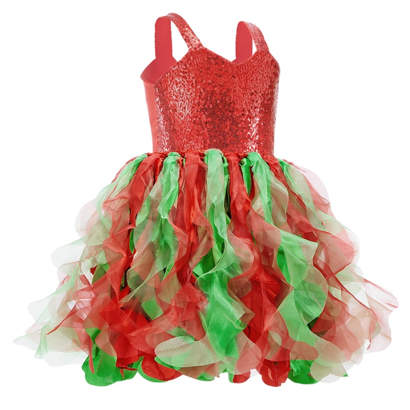 Girls Christmas Dress Red Green Tulle Dress for Special Occassion Party Christmas Wedding Dancing 4-10T