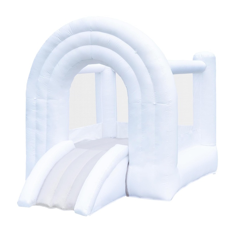 Hapyboucy Magic Rainbow Bounce House, White Bounce House With Slide, Blower Included, Kids Bouncy Castle Indoor Outdoor, 8 Ft L