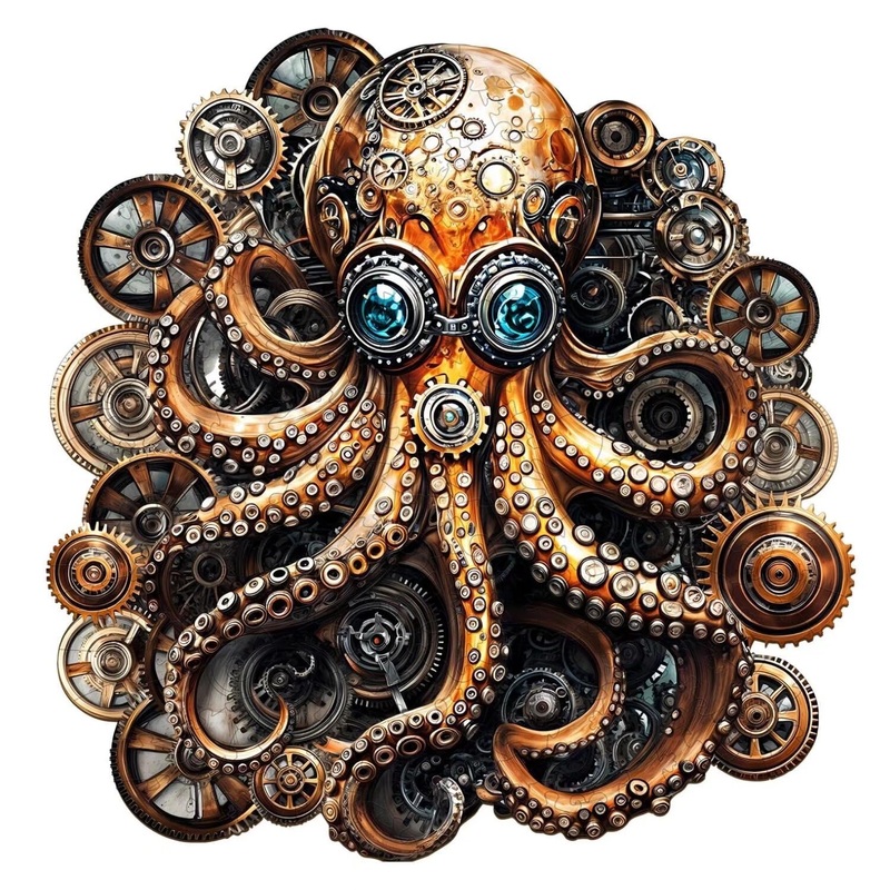 Jollitot Steampunk Doctor Octopus Puzzles 280 Pieces Adults Gifts Wooden 13.4X13In
