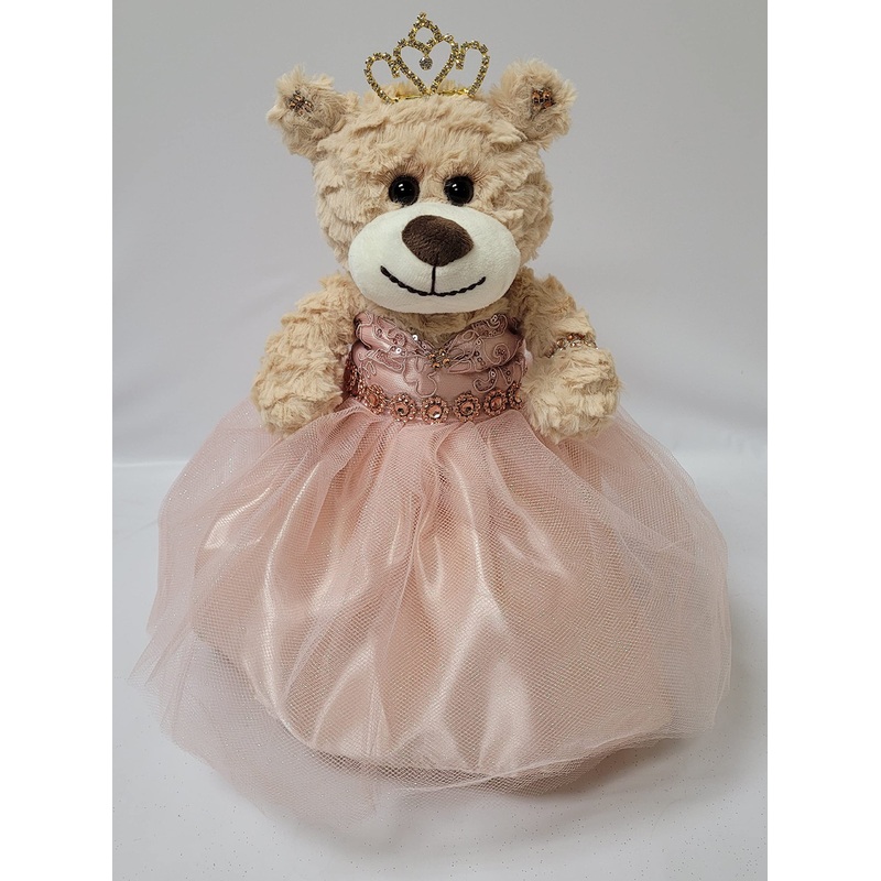 Kinnex Collections Since 1997 12” Quince Anos Last Doll Teddy Bear With Dress (Centerpiece) ~ Arc09832-30 (Rose Gold)