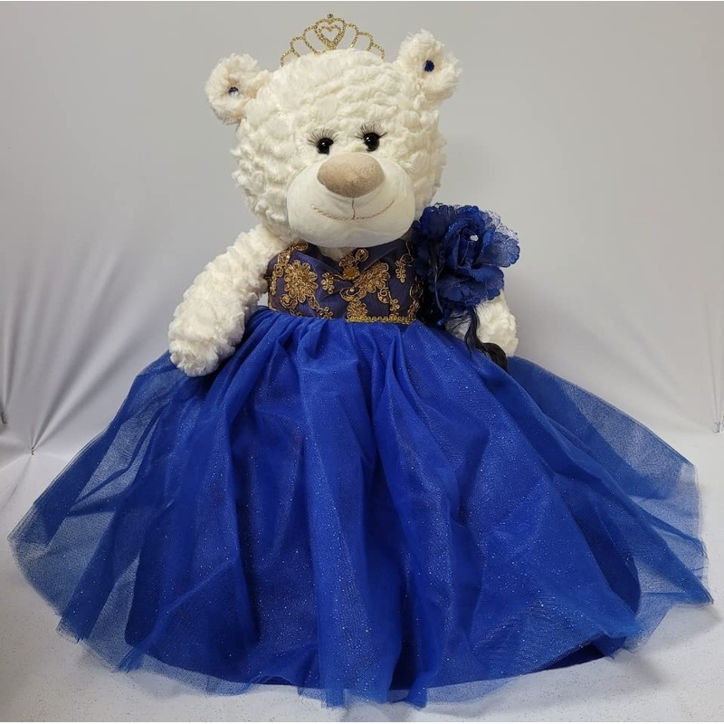 Kinnex Collections Since 1997 20” Teddy Bear With Elegant Dress (Centerpiece) ~ B16631N-15G (Royal Blue/Gold)