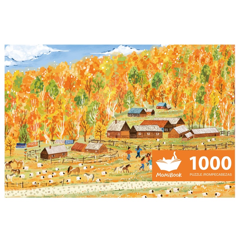 Momibook Puzzles For Adults 1000 Piece Jigsaw Puzzles Of Autumn In The Mountains And Wilderness, Fall Painting Image Challenging