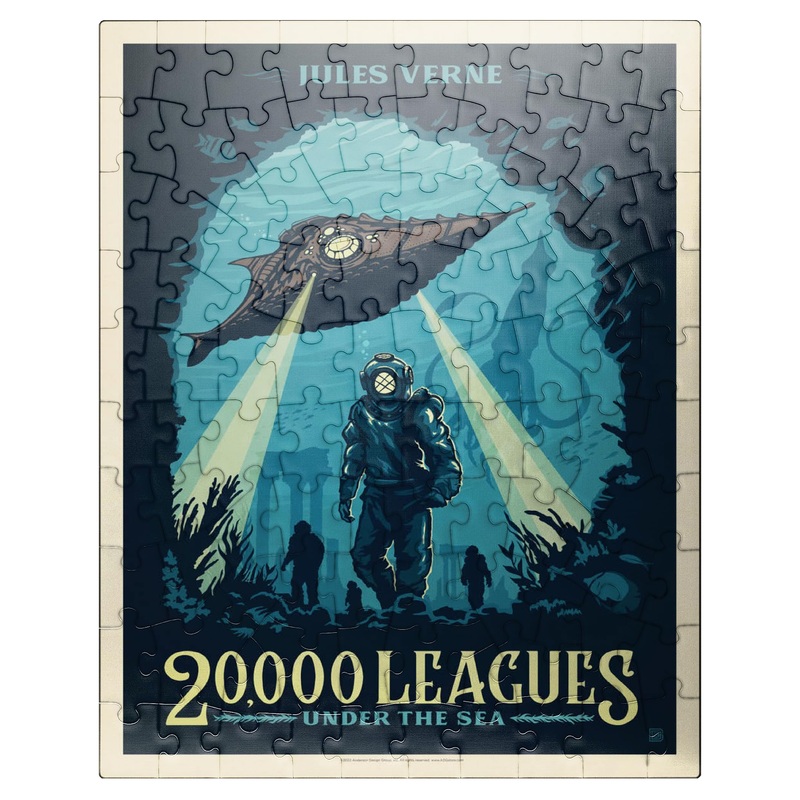 Mypuzzle 20,000 Leagues Under The Sea: Jules Verne, Vintage Poster – Premium 100 Piece Jigsaw Puzzle For Adults