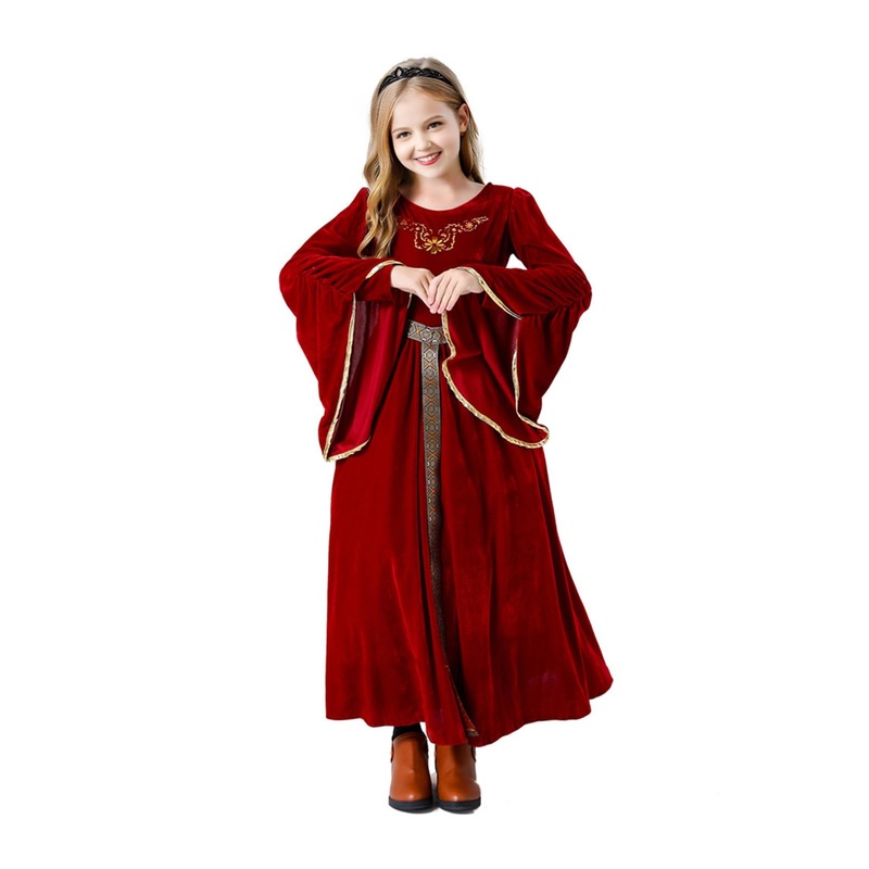 NLZI Medieval Renaissance Costume Girls Halloween Dress Outfit Cosplay Robe Vintage Princess Wear