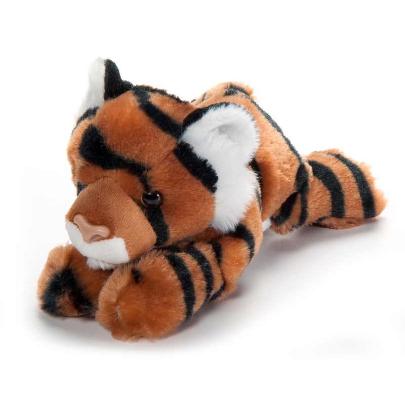 The Petting Zoo Tiger Stuffed Animal Plushie, Gifts for Kids, Scoopz Wildlife Animals, Orange Striped Tiger Plush Toy, 8 inches