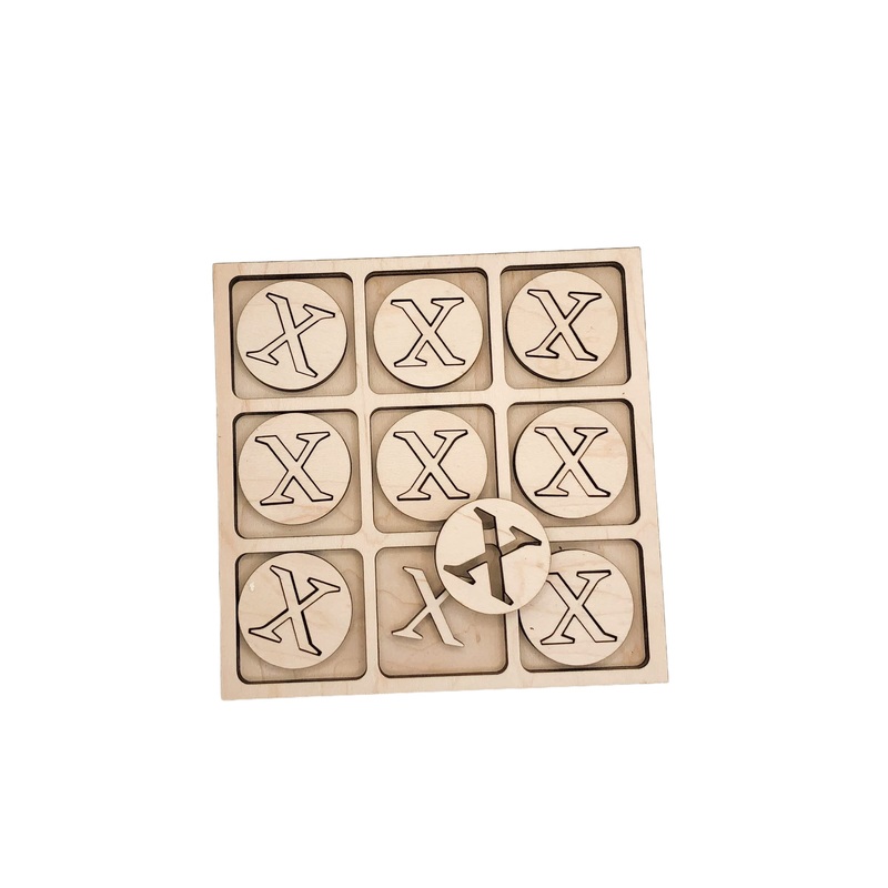 Traditional Themed Tic Tac Toe Board Game, 5X5 Inches Unfinished Wood Diy Painting Craft Kit For Kids With Wooden Avtrboutique X
