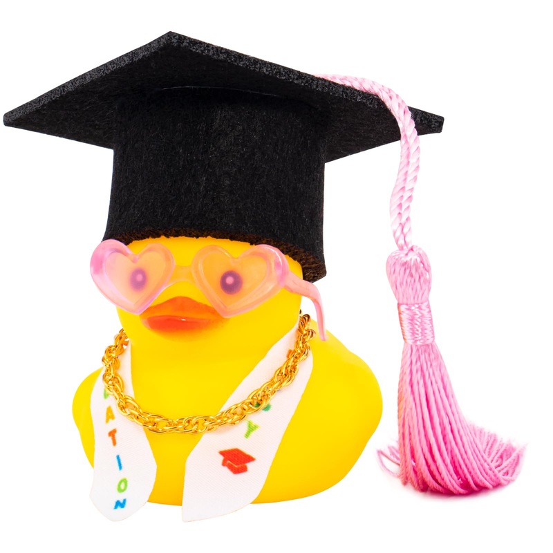Wonuu Graduation Duck Car Dashboard Decor Rubber Duck, Car Ducks Ornaments For Graduation Gift With Heart Shape Sunglasses, Grad