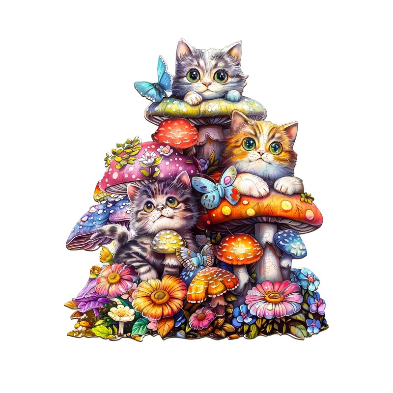 Wooden Puzzles For Adults, Cat Family Wooden Jigsaw Puzzles For Adults Kids, Unique Shaped Wood Puzzles Adult, Creative Birthday