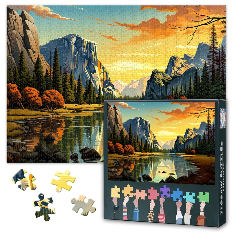 Yosemite National Park Puzzles for Adults 1000 Pieces, US Sunrise in Landscape Jigsaw Puzzle for Adults Challenging Puzzle Theme