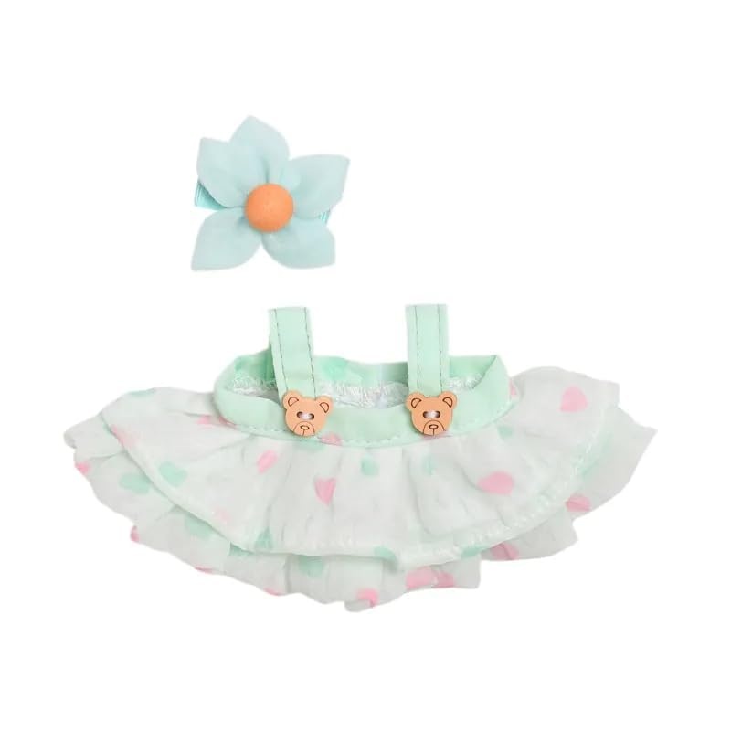 15cm-17cm Doll Clothes Suitable for labubu 17cm 15cm Dolls Accessories Sitting No Doll Only Clothes 1dress +1hair Clip No Doll O