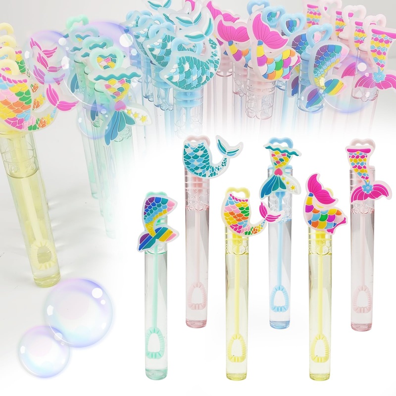 24 Piece Mini Bubble Wand for Kids(6 Style),Cute Mermaid Bubble Wand Great for Mermaid Theme Birthday Party Favors,Pinata Suffer