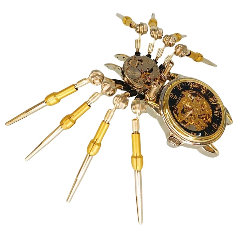 3D Metal Puzzle – DIY Spider Model Kit with Functional Clock, 3D Jigsaw Puzzle for Adults, Mechanical Stainless Steel Building K