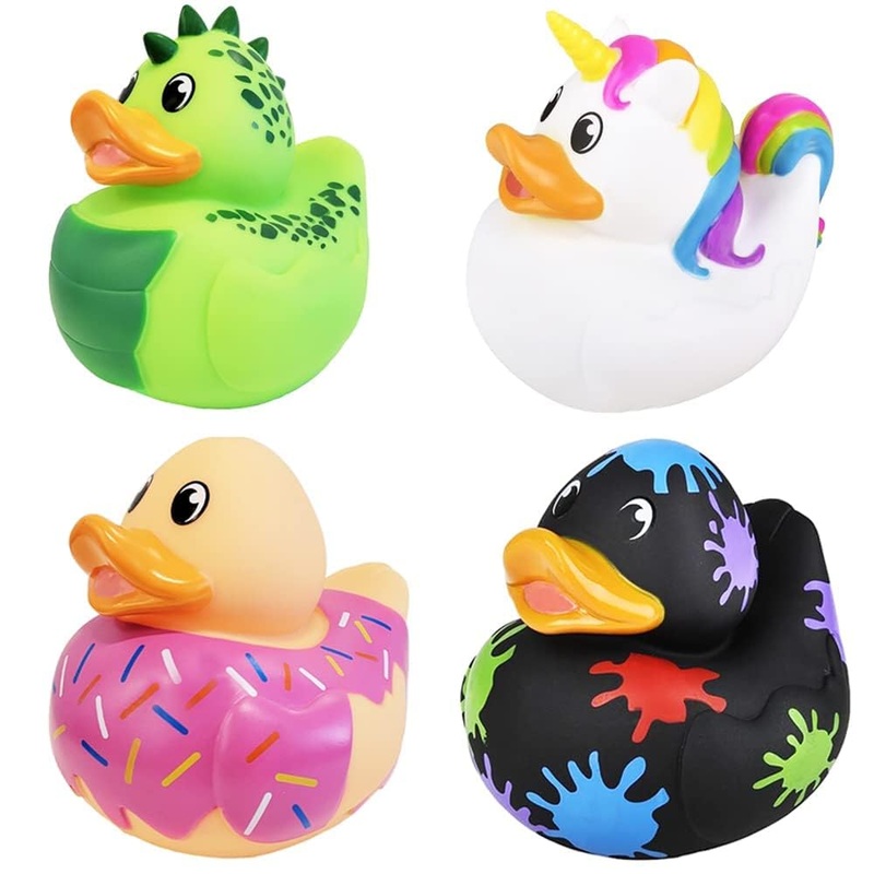 Big Rubber Duck Squeaking Toy with Sound Assortment Duckies for Kids, Bath Birthday Gifts Baby Showers Summer Beach and Pool Act