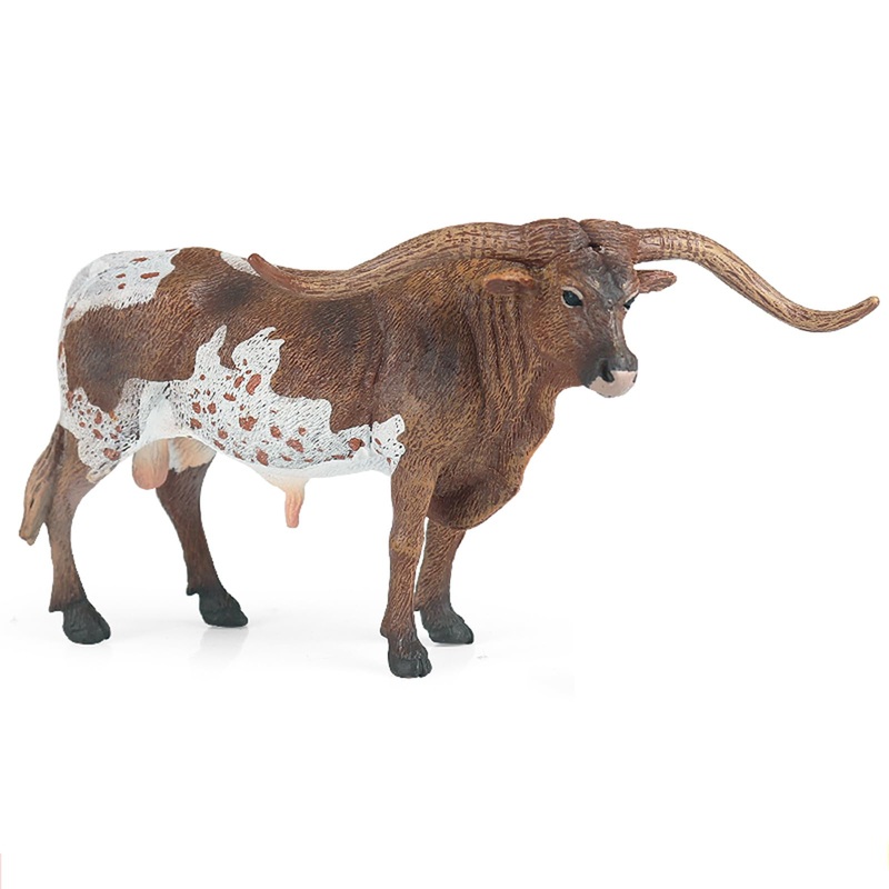 EOIVSH Longhorn Cow Toy Figure, 6 Inches Bull Cow Figurine, Educational Farm Animal Toy for Kids 3 4 5 6 7 8 Year Old, Great for