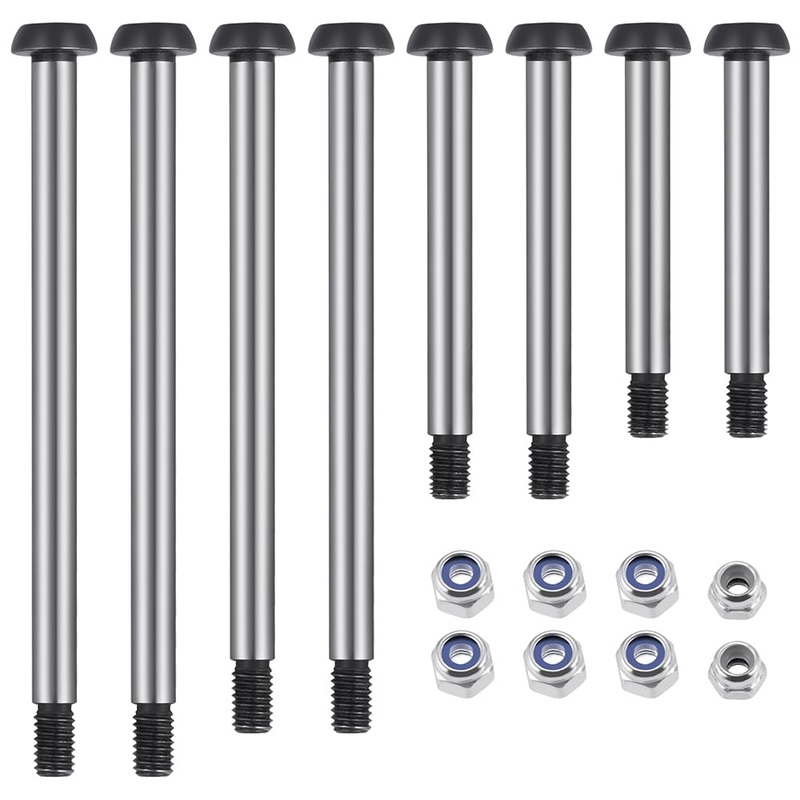 JGGZONE Polished Steel Lock-nut Style Hinge-Pin Threaded Hinge Pins Set Compatible with for 1/10 Traxxa Slash 2WD Hoss Rustler V