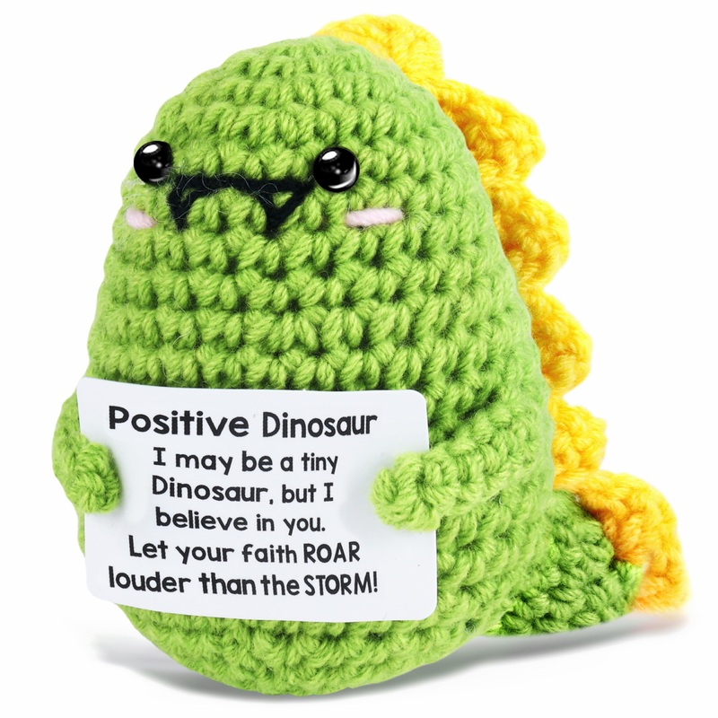 Lestp Funny Gifts Women Positive Dinosaur Emotional Support Crochet Nuggets Pickle Plush Partner Cute Birthday Gift Gag Metal He