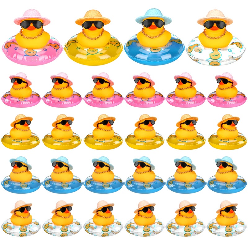 Marsui 48 Pcs Mini Rubber Ducks Summer Beach Funny Rubber Ducky Bathtub Shower Ducks for Baby Shower Swimming Pool Toys