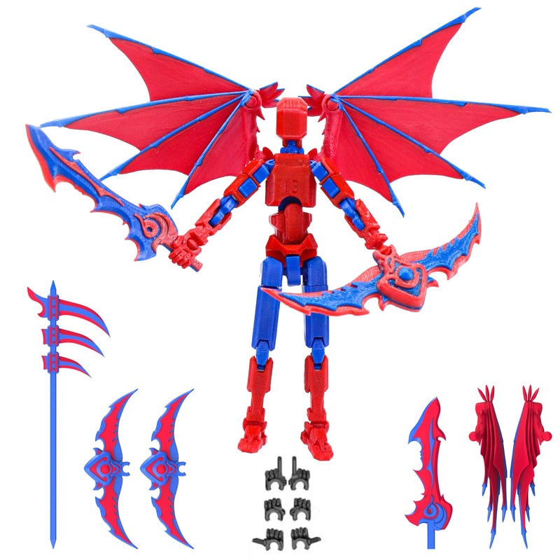MIGESS Titan 13 Robot Action Figure,Dummy 13,Articulated Robot with Demon Wings, 3D Printed robo 13 Action Figure Articulated (R