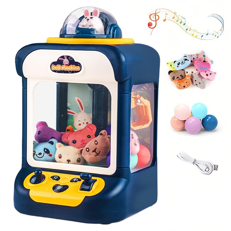 Mini Claw Machine for Kids, USB Claw Machine Arcade Game with Sound, Mini Plush Toys and Music, Christmas Party Birthday Toys Gi