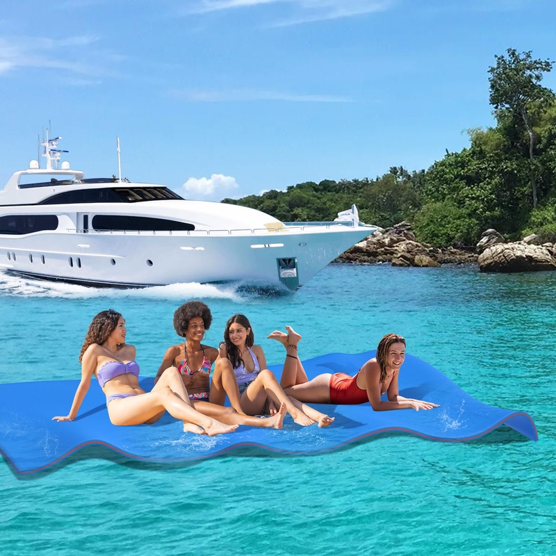Outroad 12 FT Floating Water Pad Mat, 3 Layers XPE Foam Lily Pad for Beach, Ocean, Lake, Roll-Up Floating Island for Water Recre