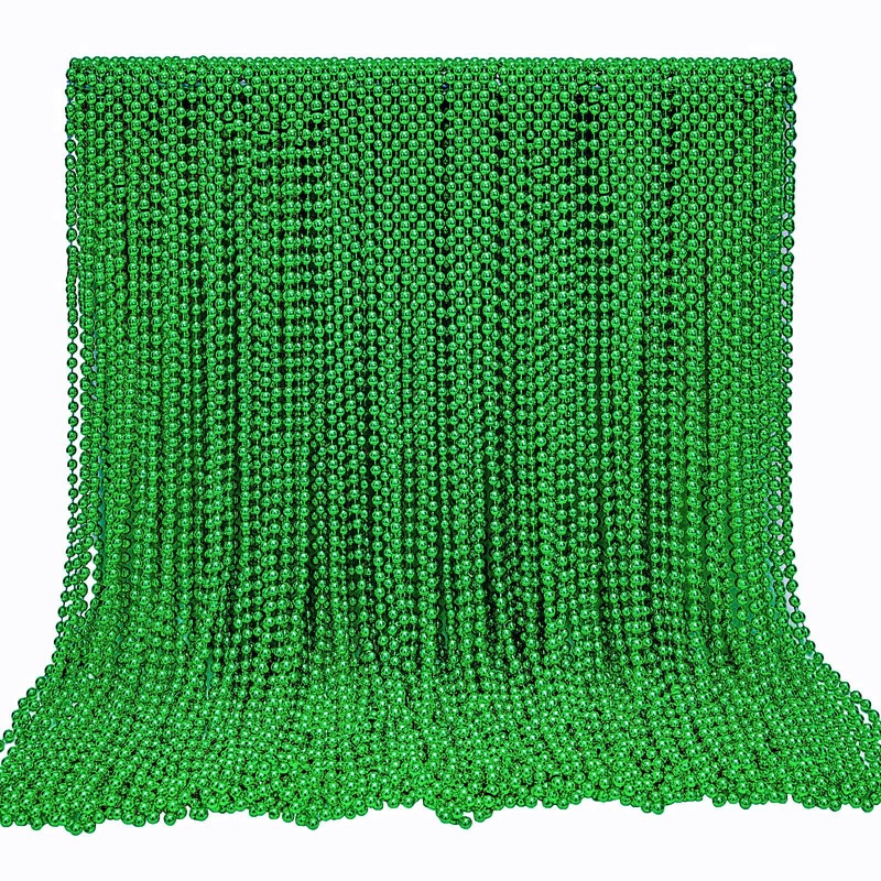 Rukie 144 Pcs St.patricks Day Beads Bulk, 33 Inch 7mm Green Carnival Beaded Necklaces Decorations For St.patricks Day Festivals,