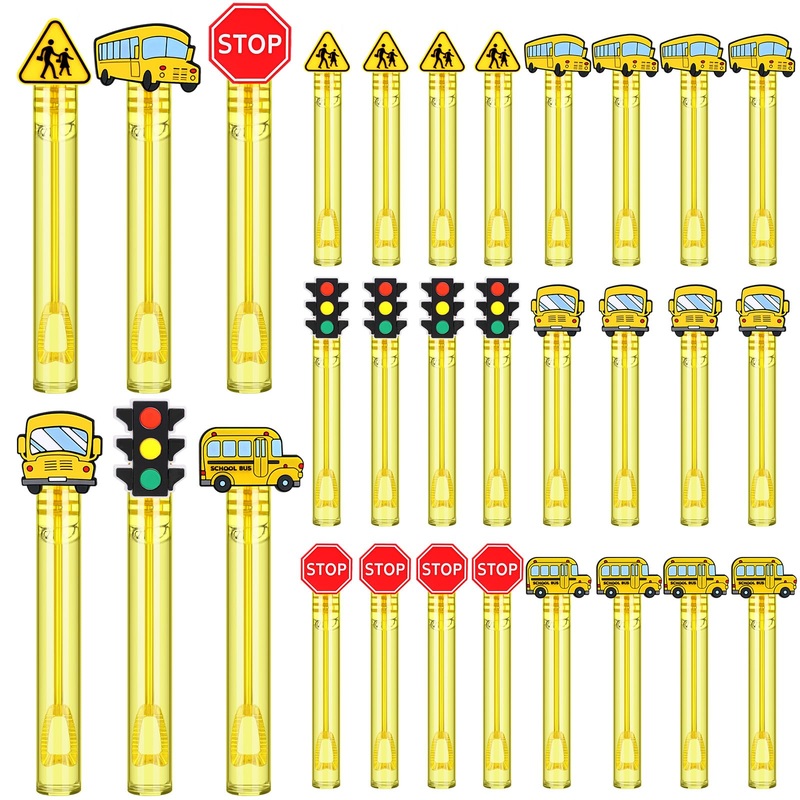 Shappy 60 Pcs School Bus Driver Bubble Wands Bulk Mini Bubble Wands Party Favors Small Bubbles Birthday Party Gift for Novelty G