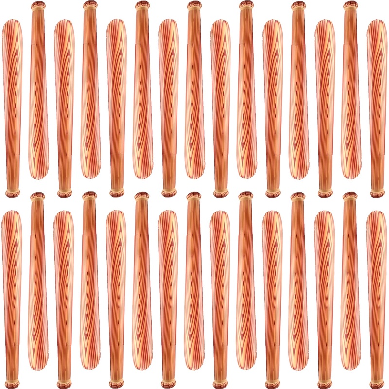 Sonarun 30 Pack 31.5 Inch Inflatable Baseball Bat Wood Grain Pattern Baseball Bat Inflates Blow up Baseball Bat for Carnival Poo