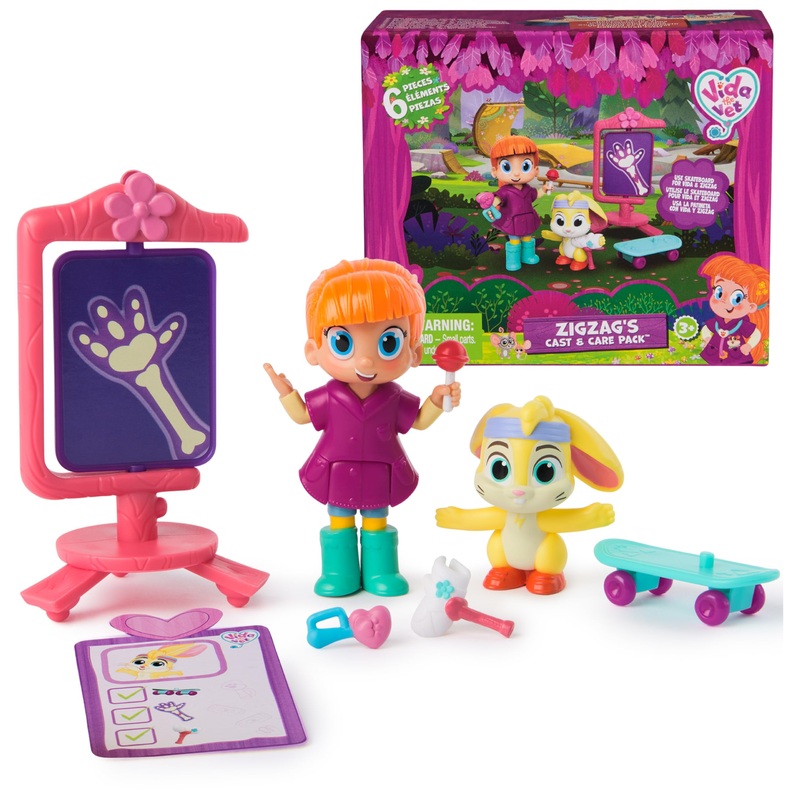 Vida the Vet, Zig Zags Cast & Care Pack with Vida & Zig Zag Action Figures & Doctor Kit Accessories, Kids Toys for Girls & Boys